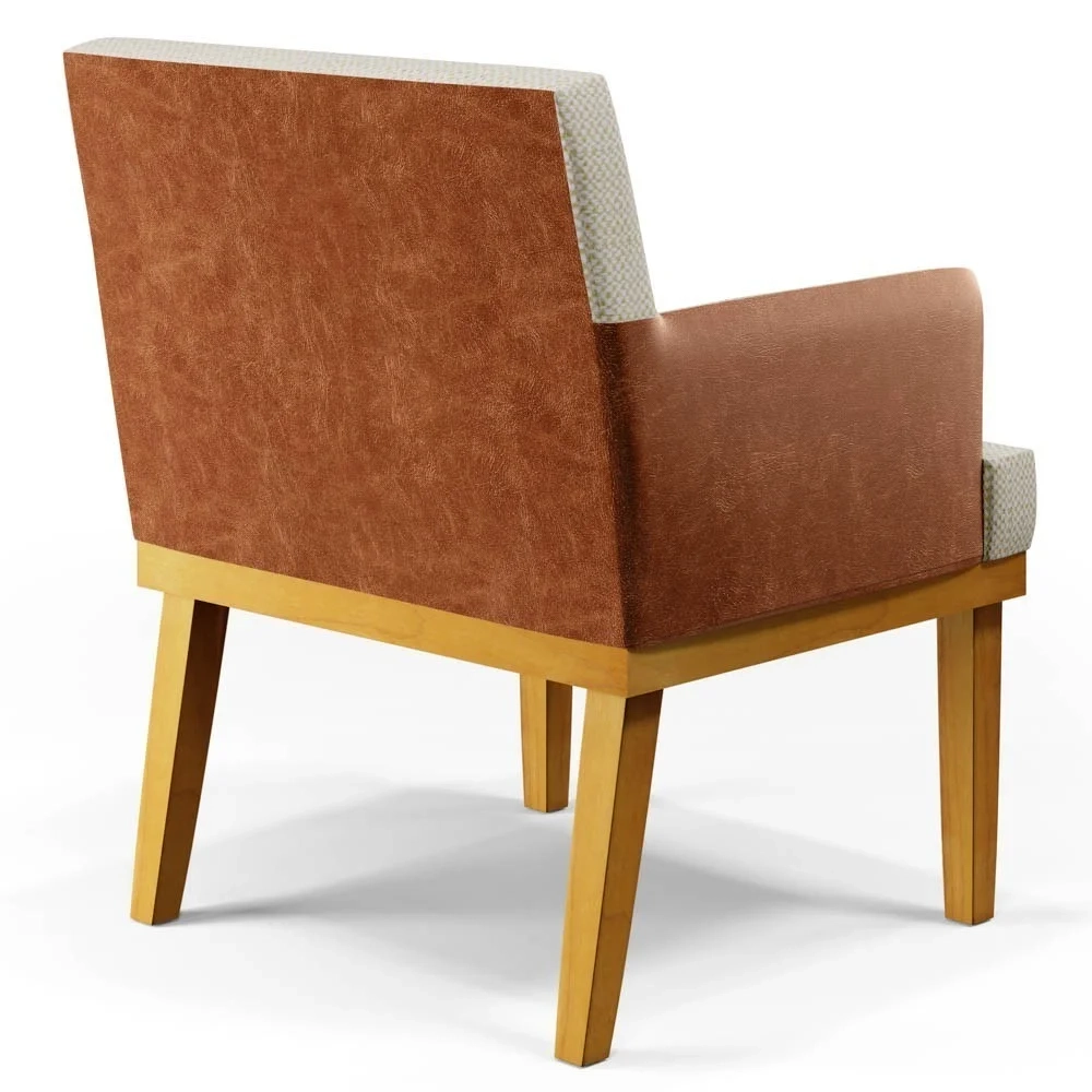 Kit 2 Poltronas Decorativas Vitória W01 Linho Bege/ Sintético Camel - Mpozenato