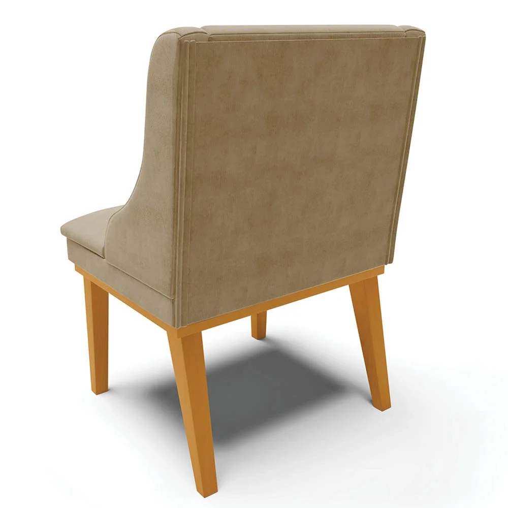 Kit 10 Cadeiras Estofadas para Sala de Jantar Base Fixa de Madeira Castanho Lia Suede Marrom RT - Ibiza