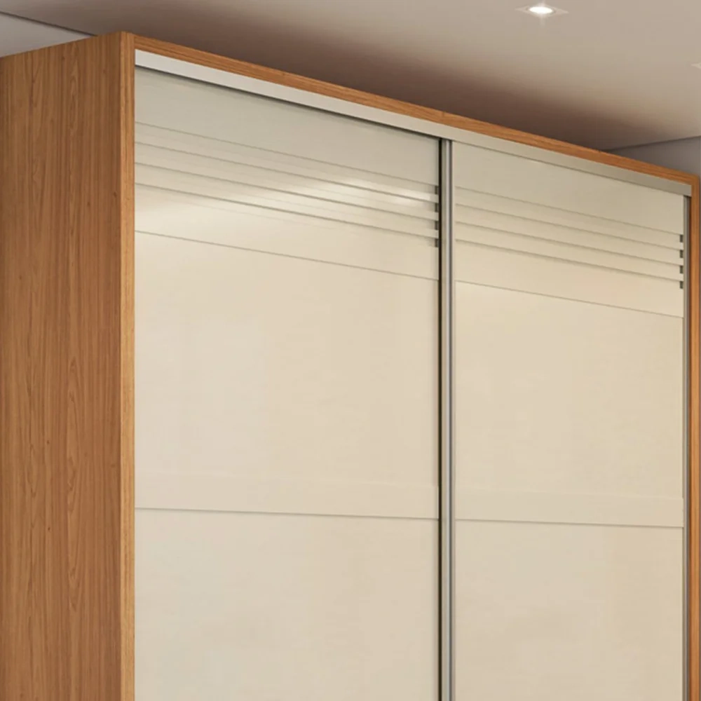 Guarda Roupa Casal 223cm 2 Portas de Correr 100% MDF TW602 Freijó/Off White - Dalla Costa