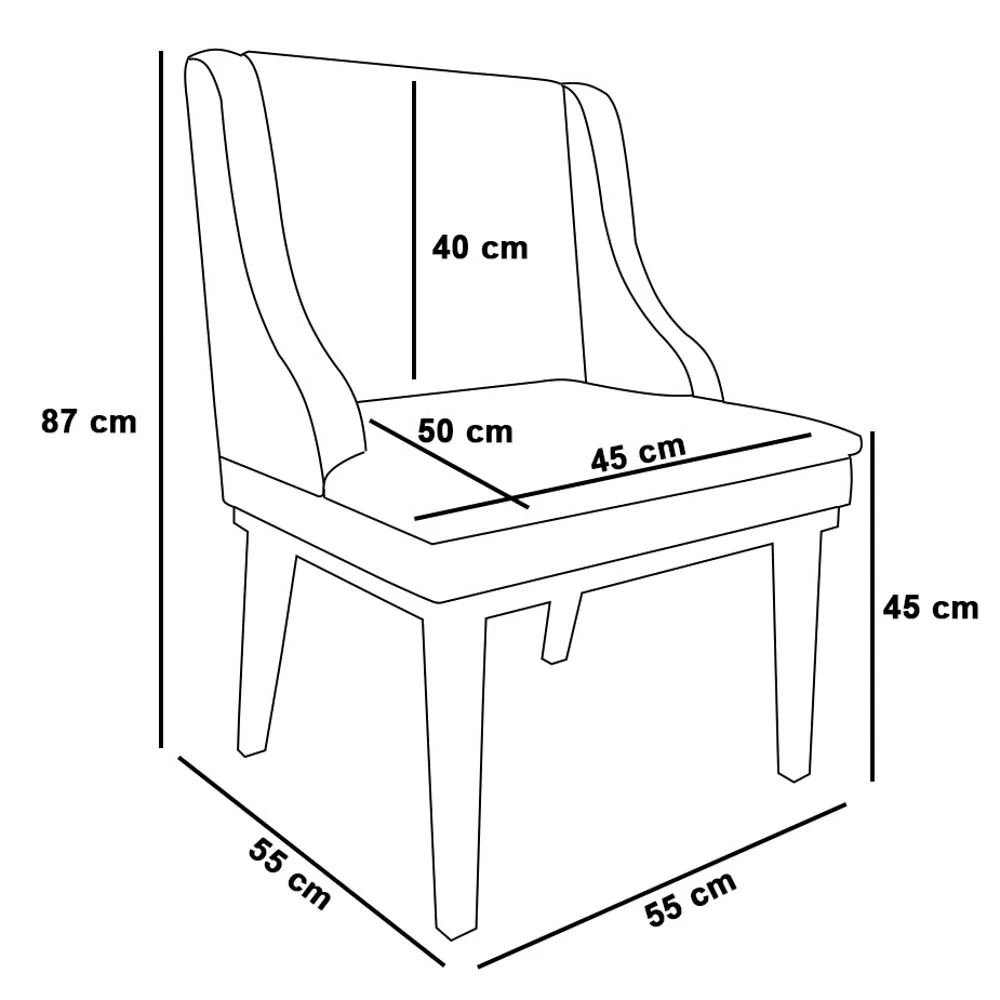 Kit 2 Cadeiras Estofadas para Sala de Jantar Base Fixa de Madeira Castanho Lia Veludo Off White - Ibiza