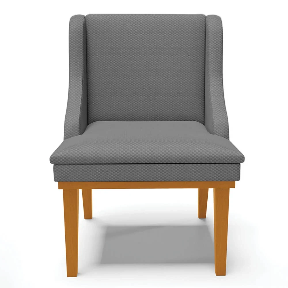 Kit 2 Cadeiras Estofadas para Sala de Jantar Base Fixa de Madeira Castanho Lia Veludo Grafite - Ibiza