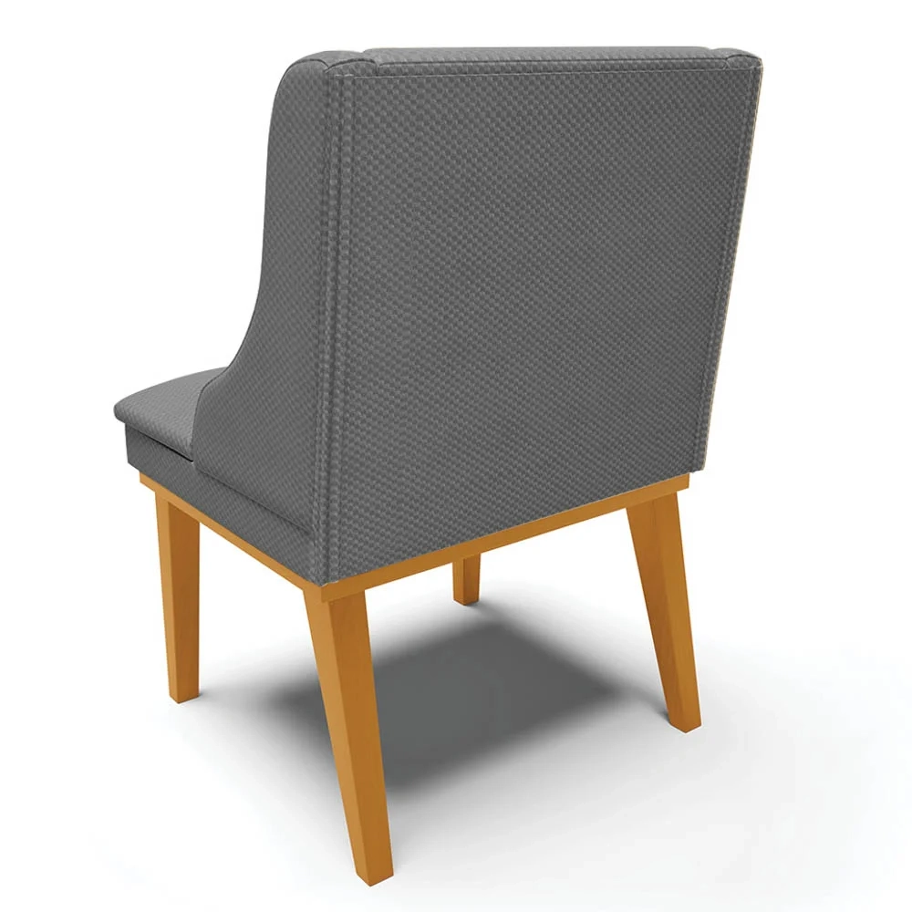 Kit 2 Cadeiras Estofadas para Sala de Jantar Base Fixa de Madeira Castanho Lia Veludo Grafite - Ibiza