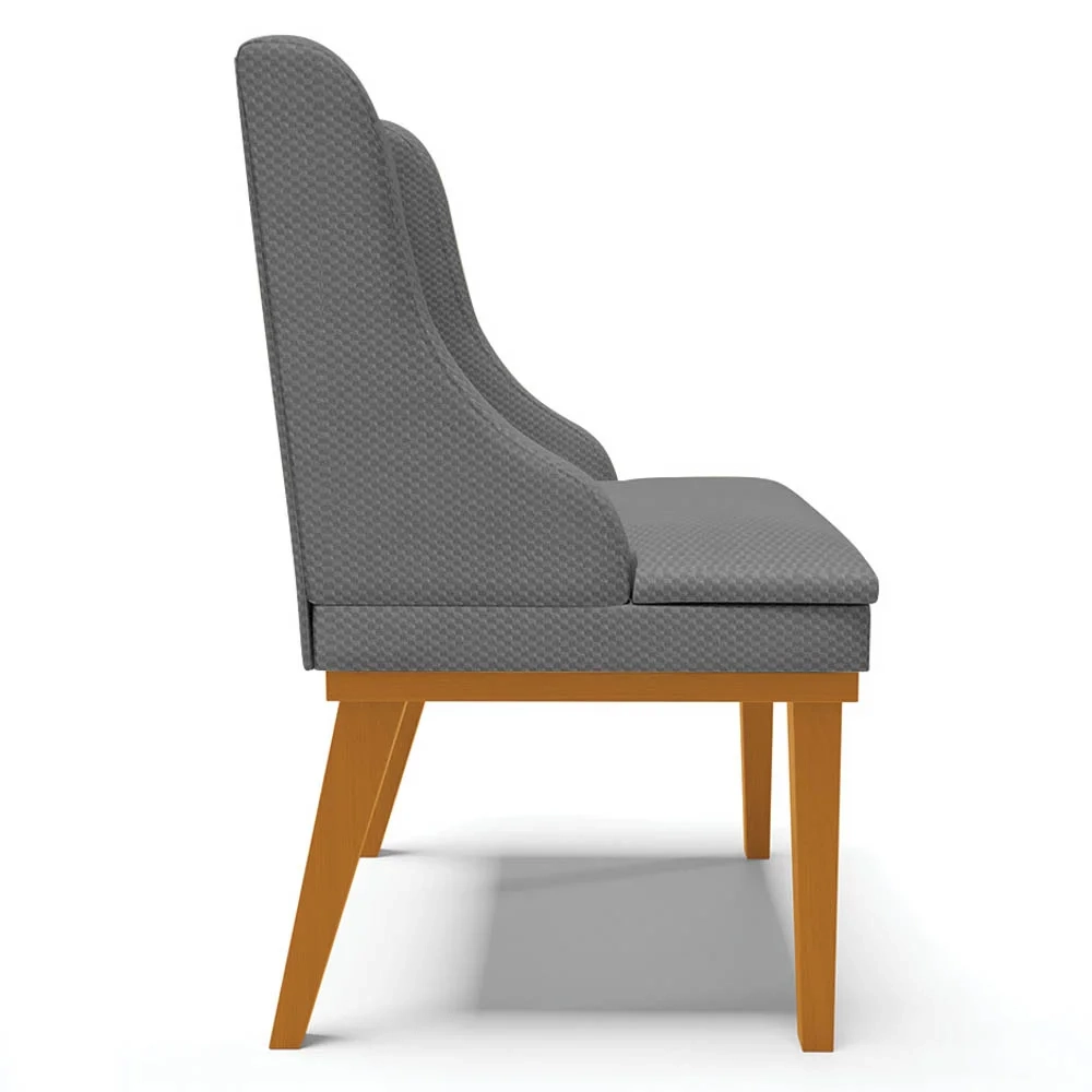 Kit 8 Cadeiras Estofadas para Sala de Jantar Base Fixa de Madeira Castanho Lia Veludo Grafite - Ibiza