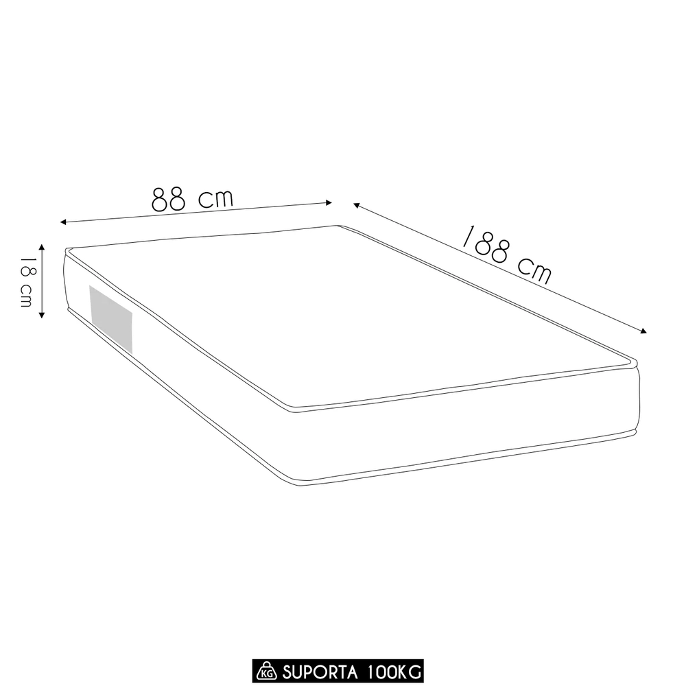 Colchão Solteiro Iso 1.0.0 Ortopillow Espuma D33 88x188x18cm - Ortobom