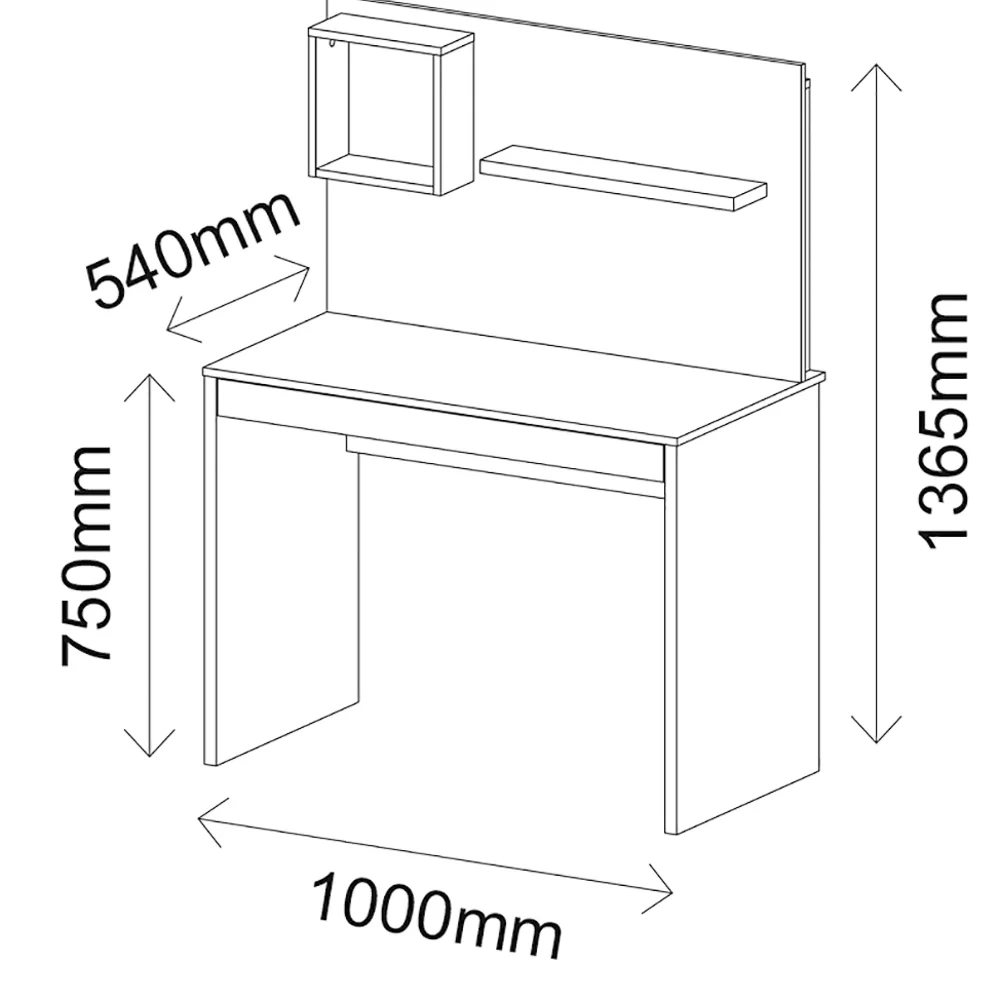 Escrivaninha com Painel 1 Nicho 1 Prateleira Mobile First Branco  Artany