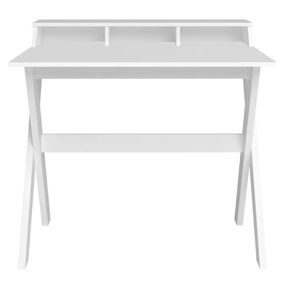 Escrivaninha Mesa para Computador Retrô 3 Nichos Itália Branco  Artany