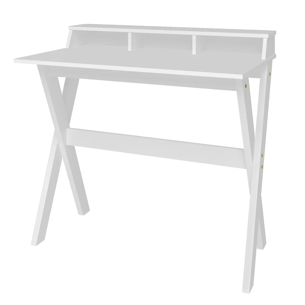 Escrivaninha Mesa para Computador Retrô 3 Nichos Itália Branco  Artany