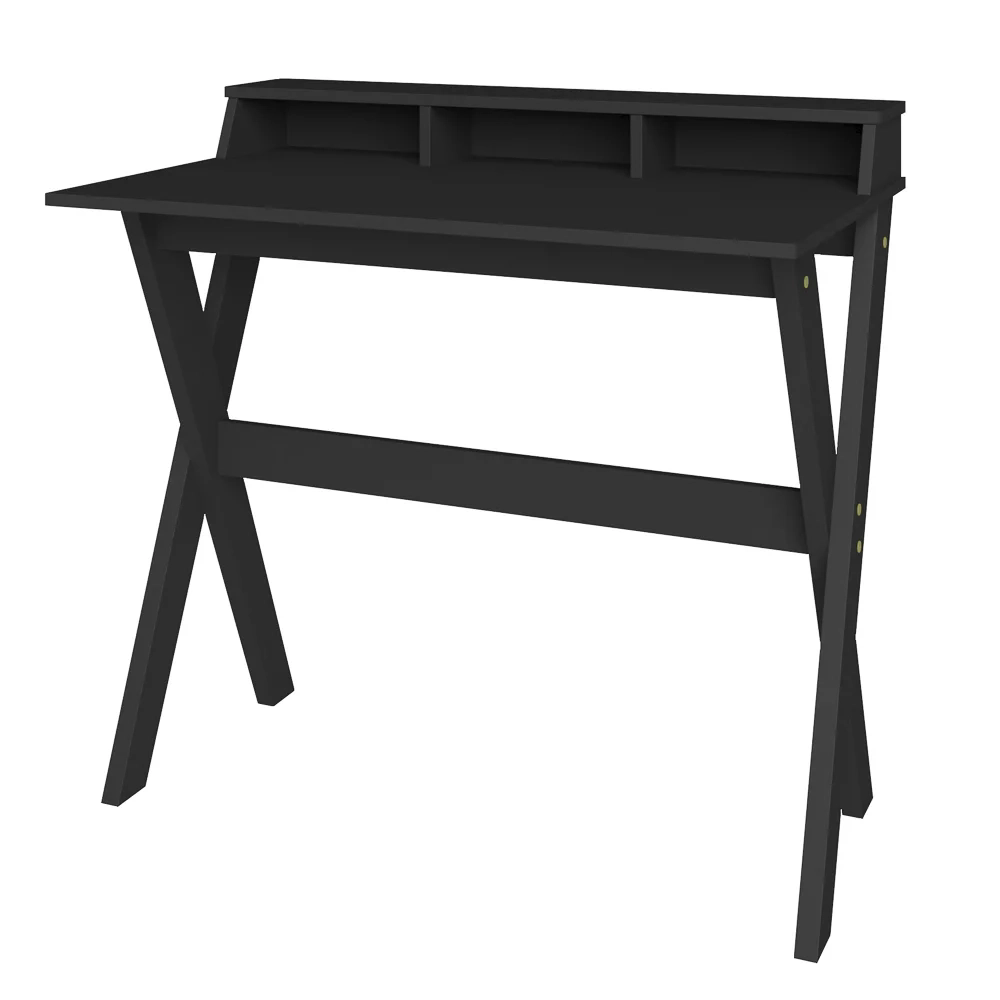 Escrivaninha Mesa para Computador Retrô 3 Nichos Itália Preto  Artany