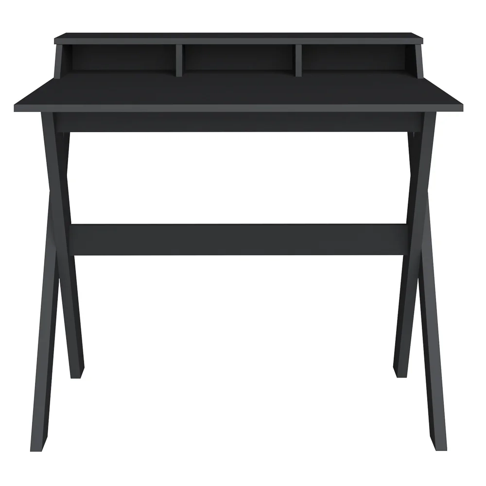 Escrivaninha Mesa para Computador Retrô 3 Nichos Itália Preto  Artany