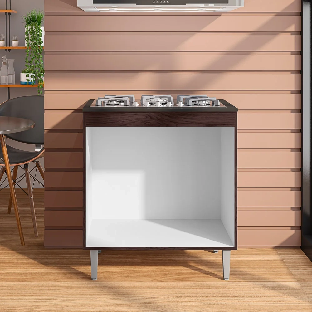 Kit 2 Balcões para Cooktop 5 Bocas 2 Portas Catarina Castanho/Avelã - AJL Móveis