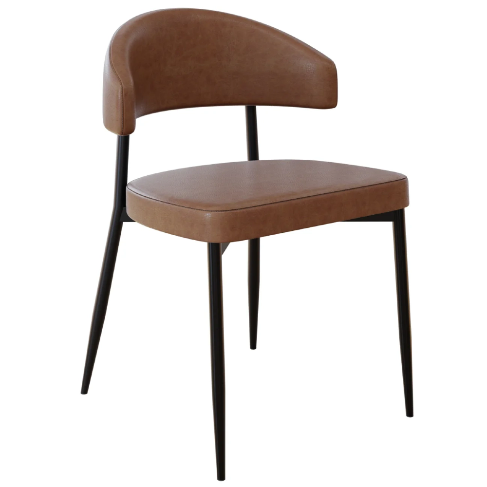 Cadeira de Jantar Estofada Fixa Chloe M25 Sintético Marrom - Mpozenato