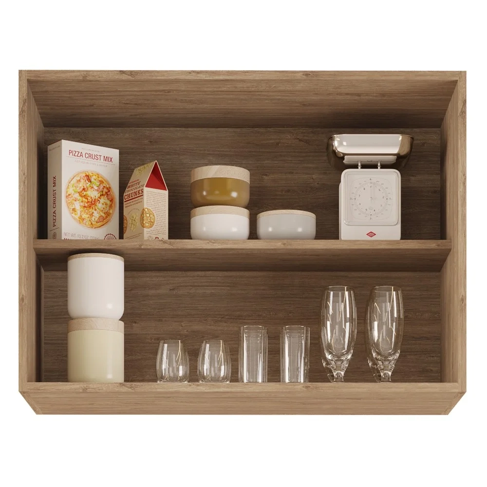 Armário Aéreo 80cm 2 Portas Califórnia Castanho/Cinza - Lumil Móveis