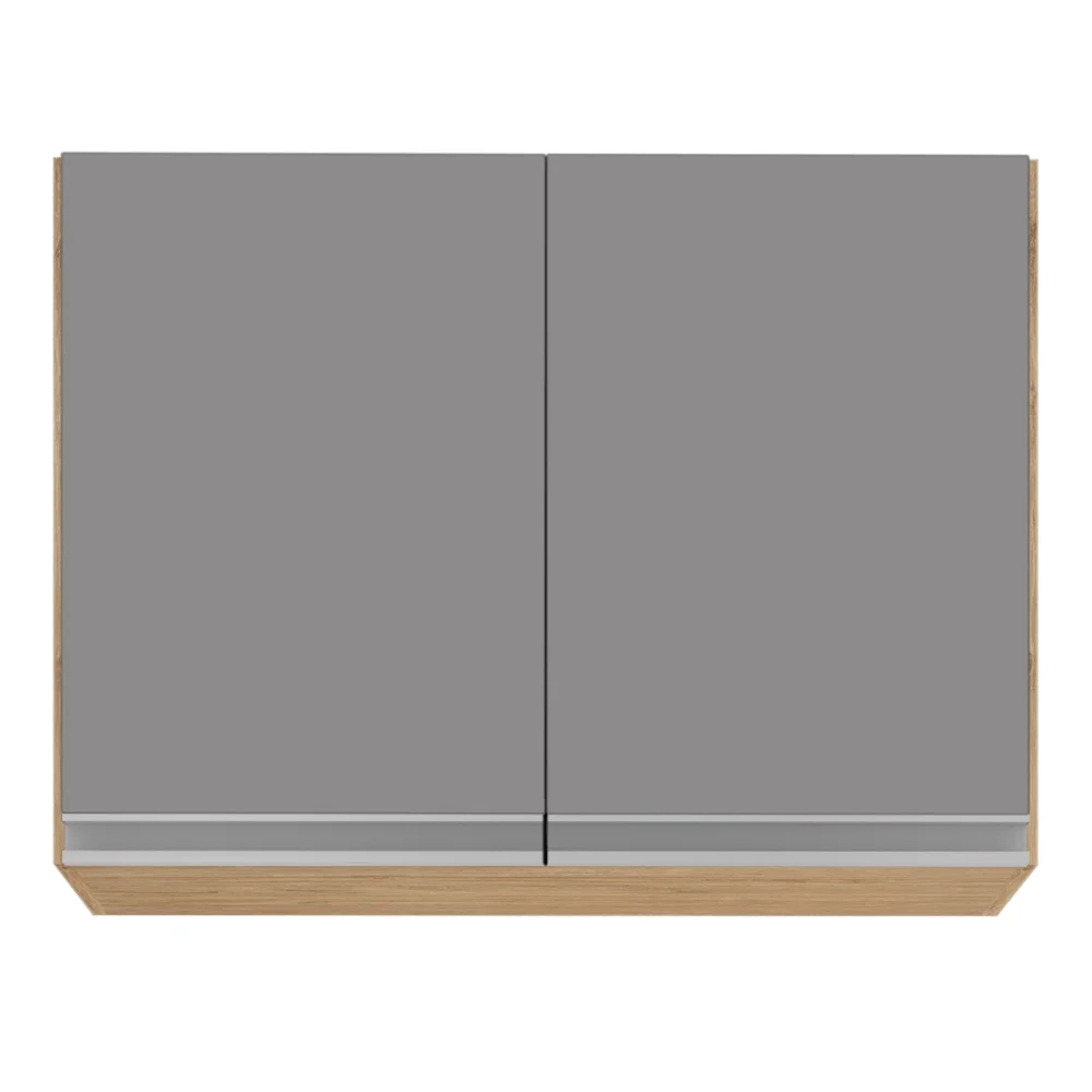 Armário Aéreo 80cm 2 Portas Califórnia Castanho/Cinza - Lumil Móveis
