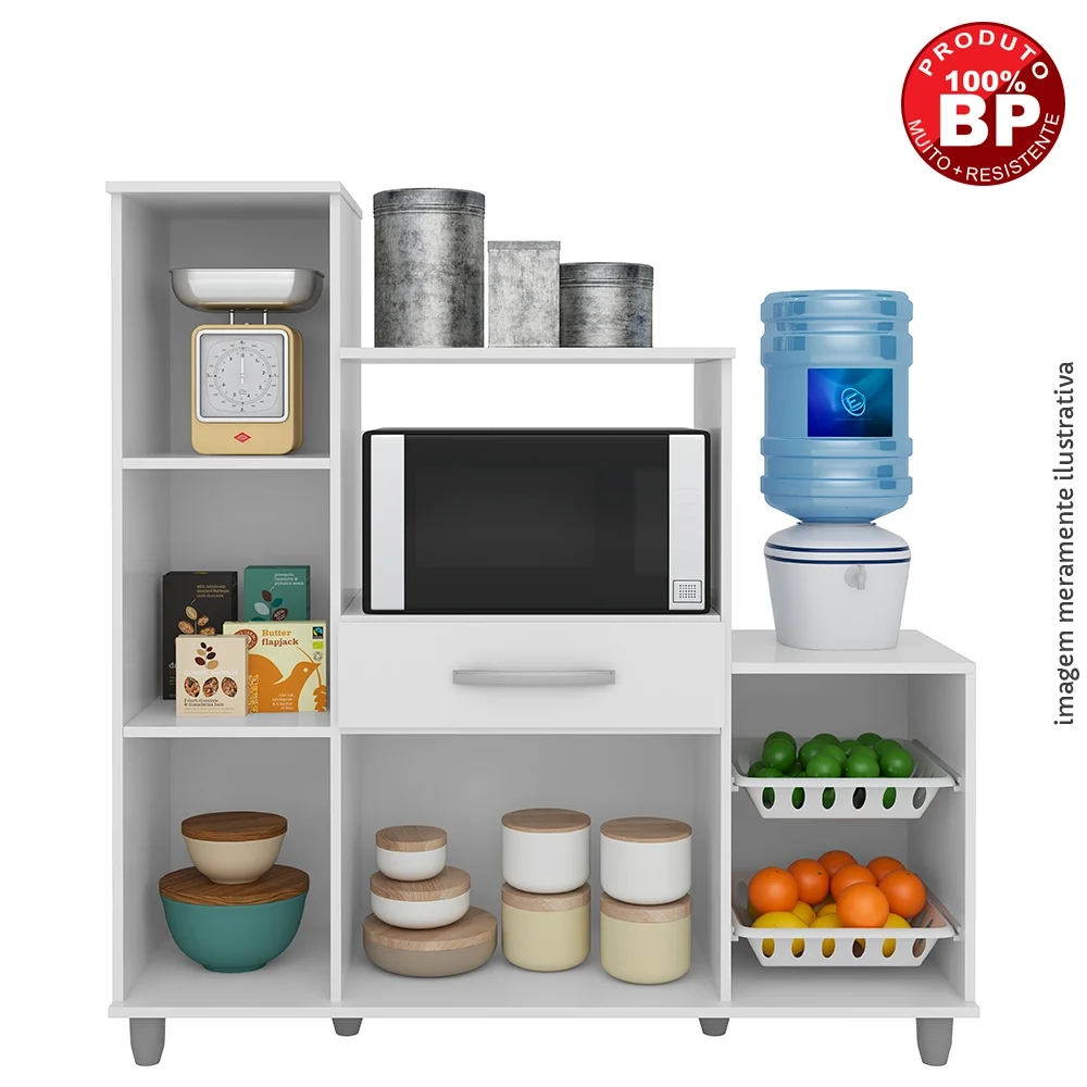 Armário de Cozinha Com Fruteira e Nicho Ibiza Branco - Lumil Móveis