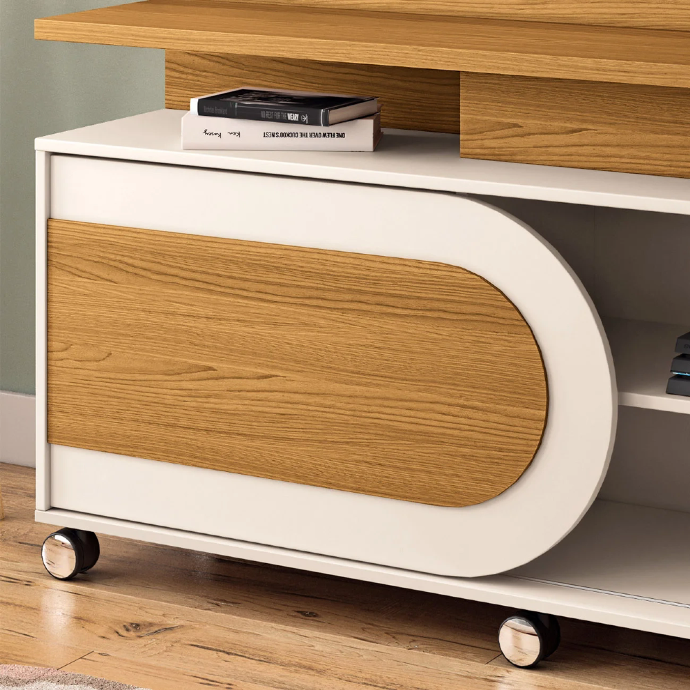 Estante Painel de TV 55 Pol 136cm Órbis Cinamomo/Off White - HB Móveis