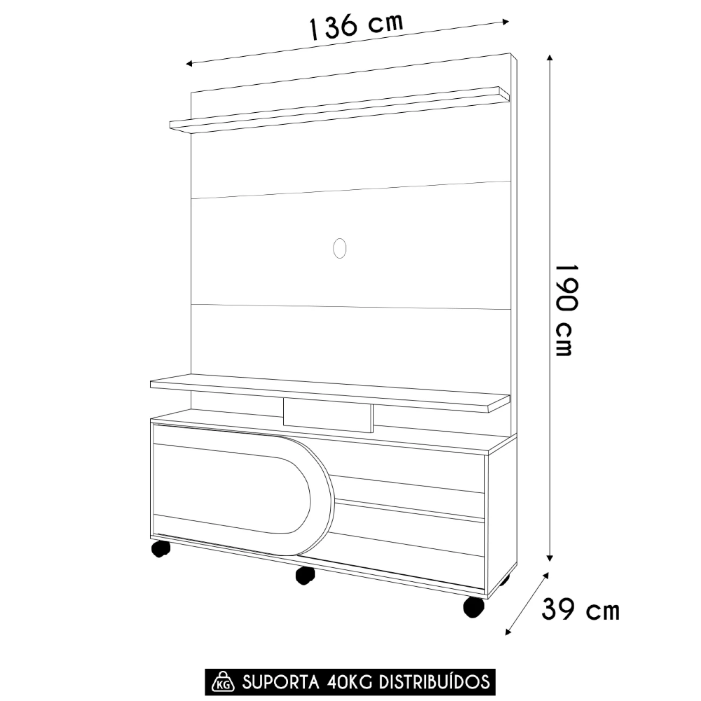 Estante Painel de TV 55 Pol 136cm Órbis Cinamomo/Off White - HB Móveis