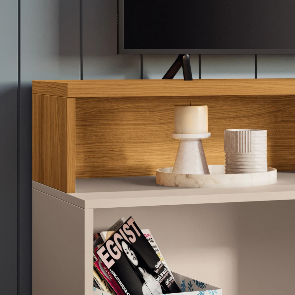 Rack Bancada de TV 50 Pol 136cm Graci Cinamomo/Off White - HB Móveis