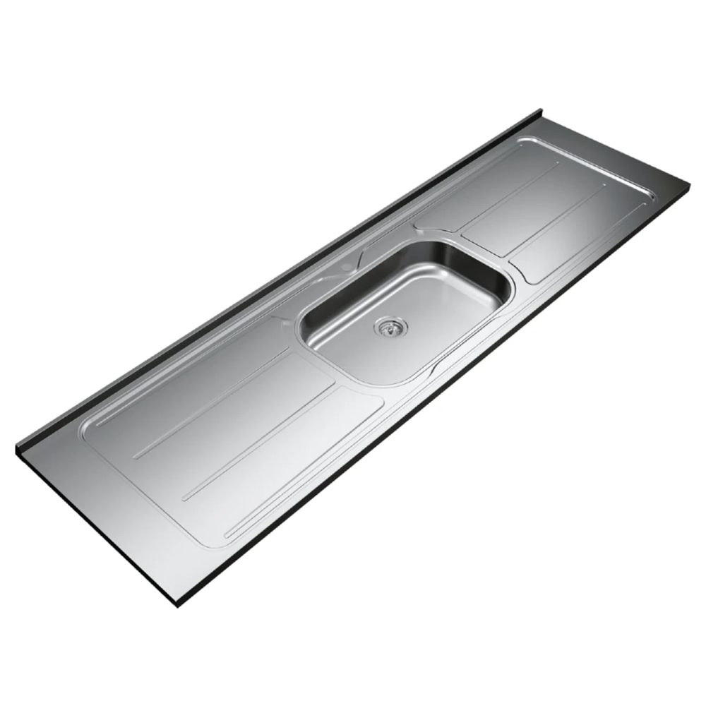 Pia de Cozinha com Cuba e Válvula Bali 200cm Aço Inox - Ghel Plus