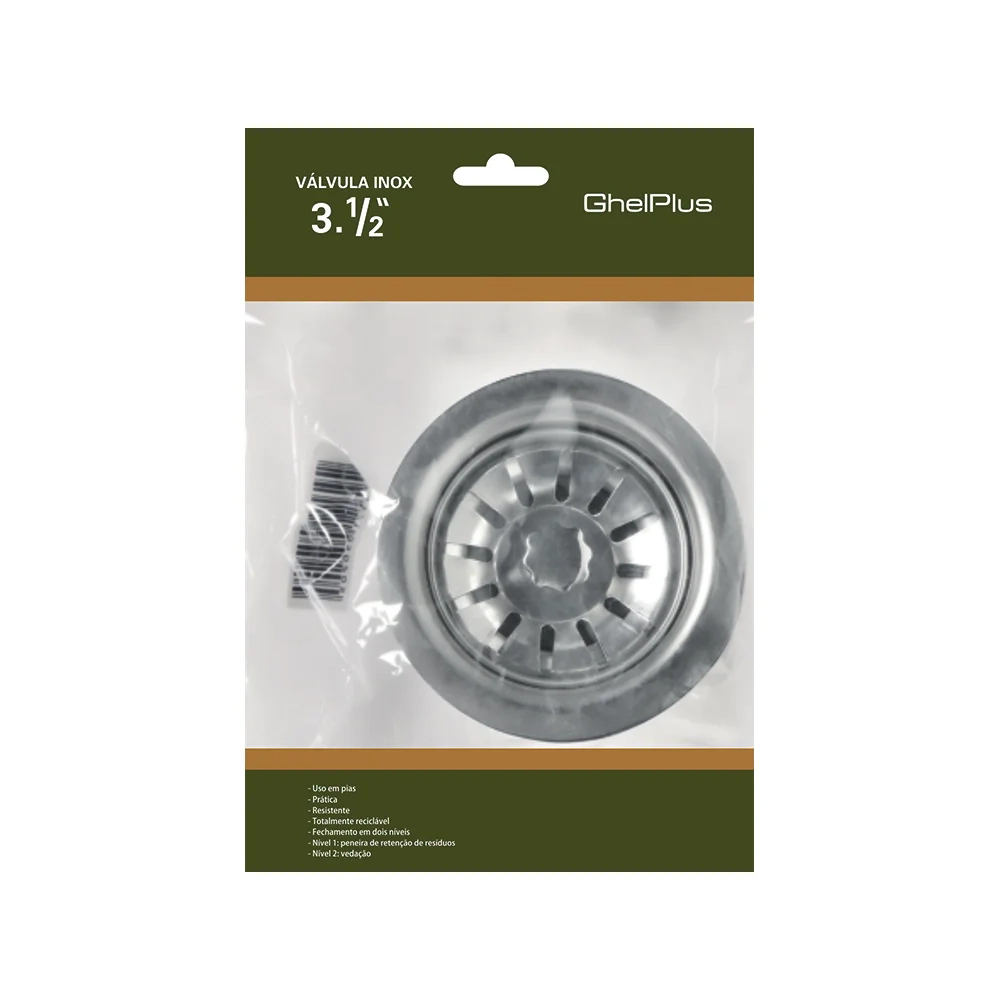 Pia de Cozinha com Cuba e Válvula Bali 200cm Aço Inox - Ghel Plus