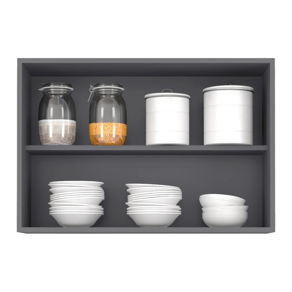 Armário de Cozinha Aéreo 80cm Pérola Z34 Grafite/Freijó     - Mpozenato