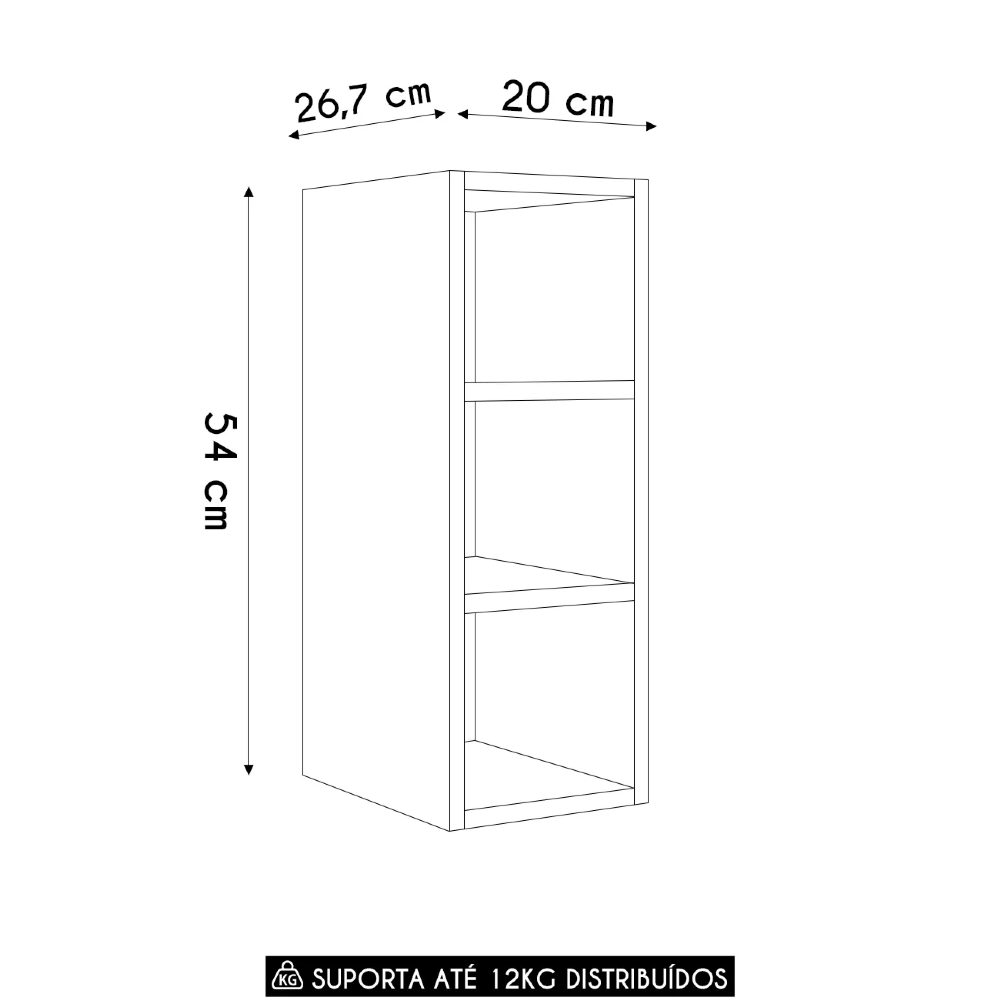 Nicho Aéreo Adega Vertical 20cm Pérola Z34 Preto            - Mpozenato