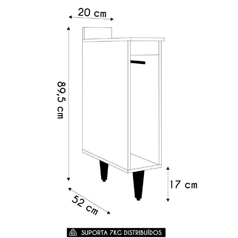 Balcão de Cozinha Porta Pano 20cm Pérola Z34 Branco         - Mpozenato