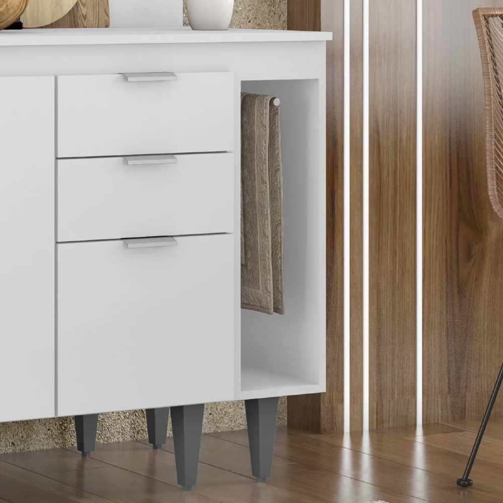 Balcão de Cozinha Porta Pano 20cm Pérola Z34 Branco         - Mpozenato