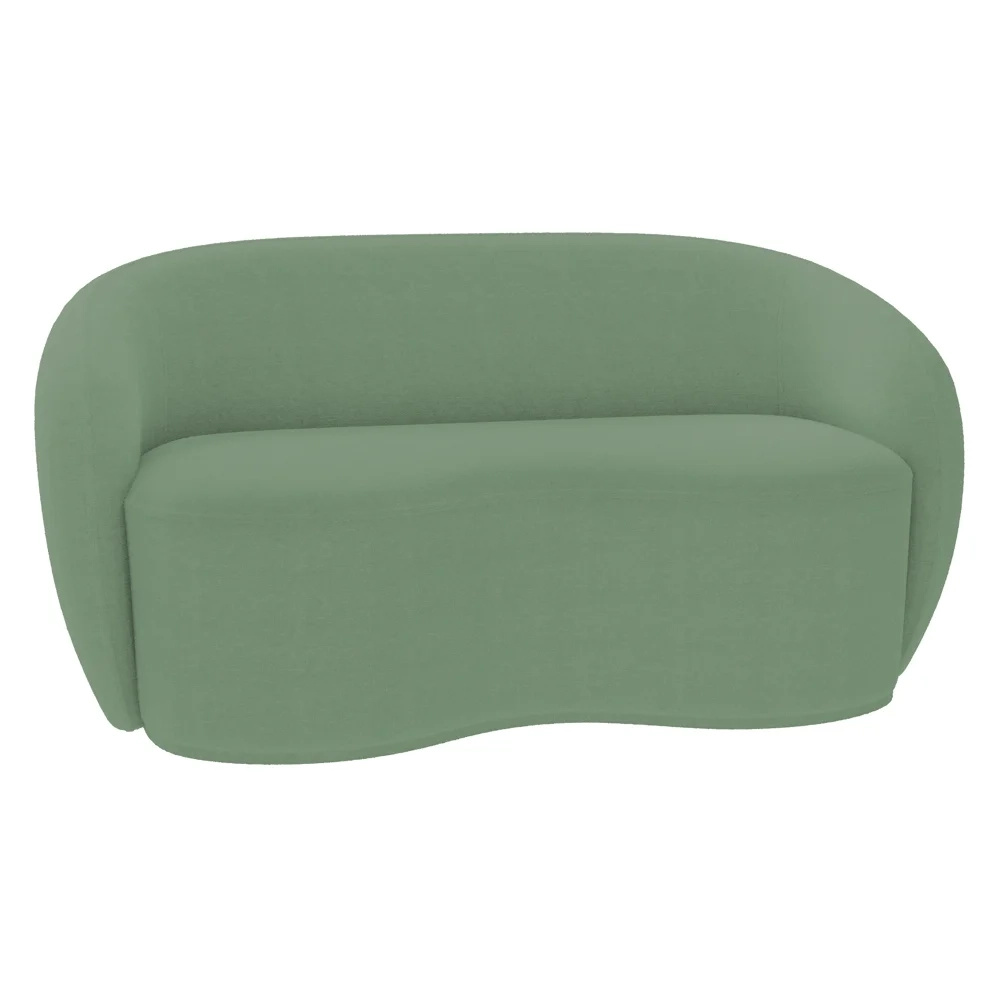 Sofá 2 Lugares Living 160cm e 1 Poltrona Giratória Garbin Z08 Boucle Verde - Mpozenato