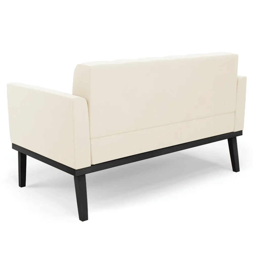 Sofá Namoradeira Base Madeira Preto Ana Veludo Bege - Ibiza