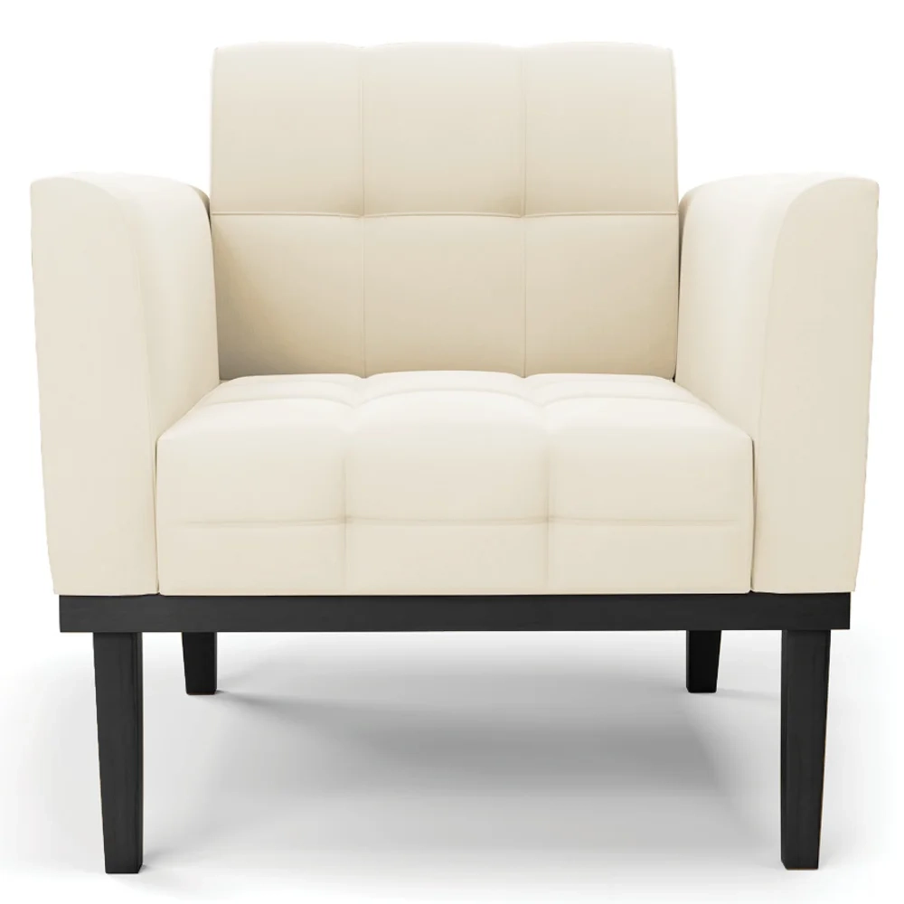 Sofá Namoradeira e 2 Poltronas Base Madeira Preto Ana Veludo Bege - Ibiza