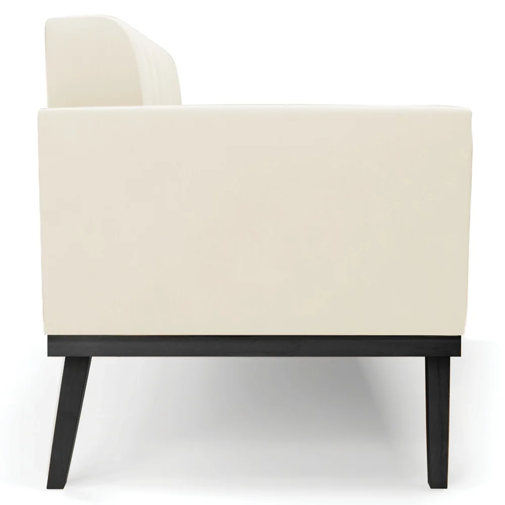 Sofá Namoradeira e 2 Poltronas Base Madeira Preto Ana Veludo Bege - Ibiza