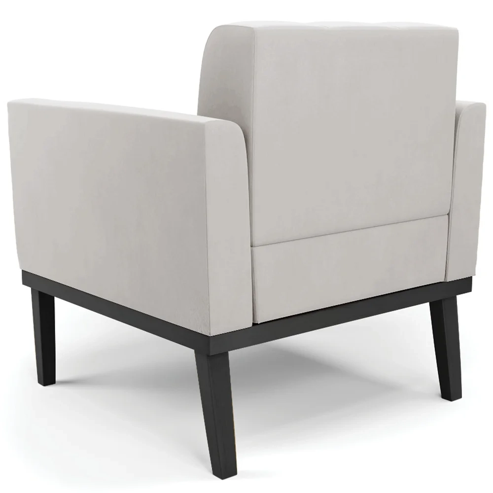 Sofá Namoradeira e 2 Poltronas Base Madeira Preto Ana Veludo Cinza - Ibiza