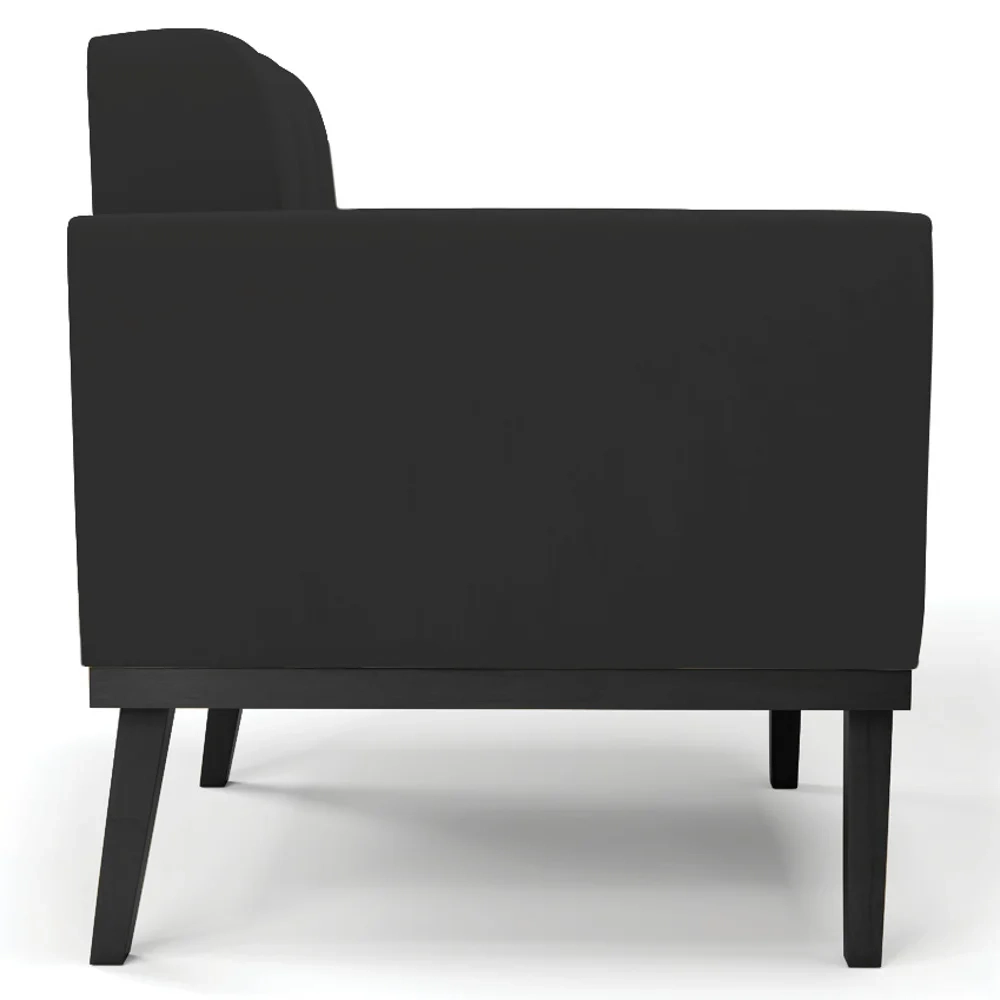 Sofá Namoradeira e 2 Poltronas Base Madeira Preto Ana Veludo Preto - Ibiza