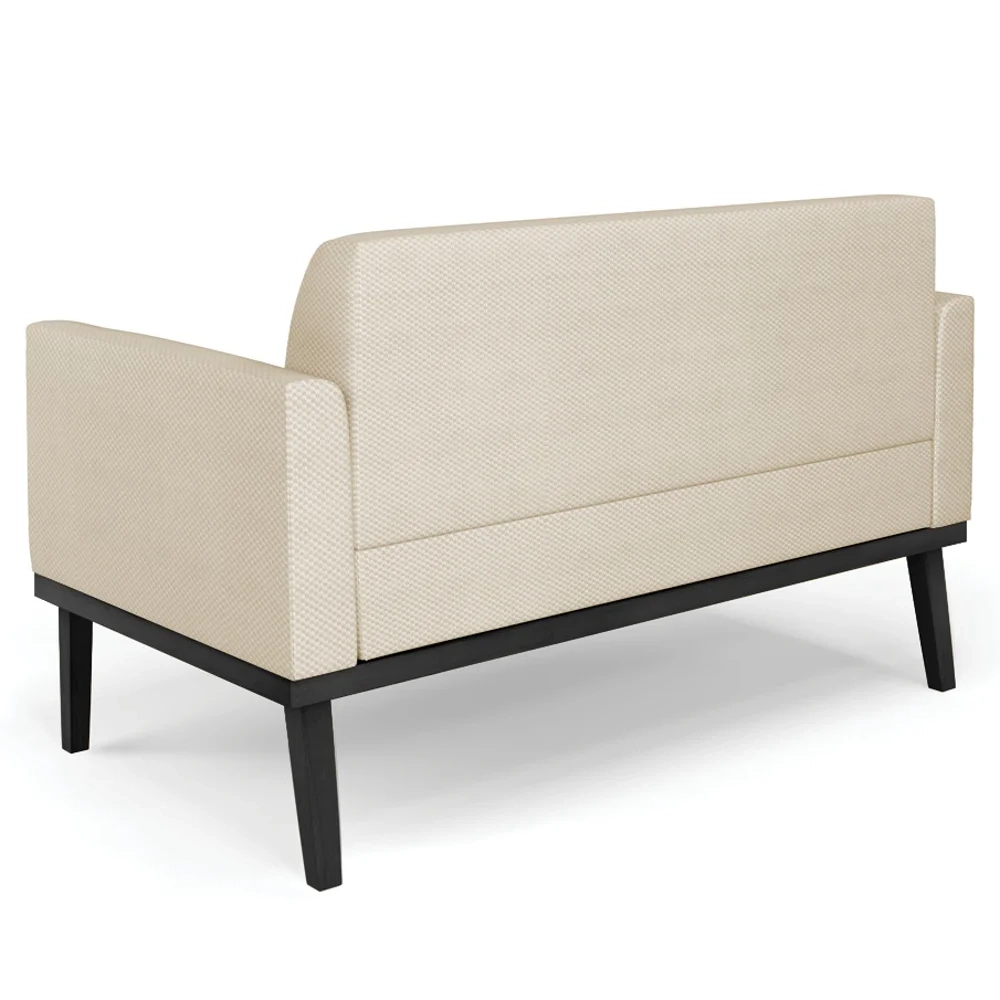 Sofá Namoradeira e 2 Poltronas Base Madeira Preto Maressa Veludo Luxo Off White - Ibiza