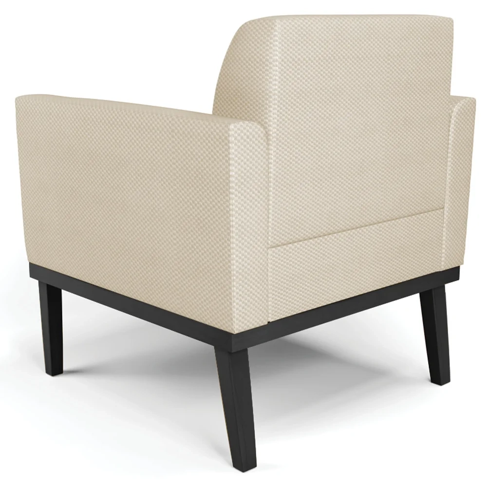 Sofá Namoradeira e 2 Poltronas Base Madeira Preto Maressa Veludo Luxo Off White - Ibiza