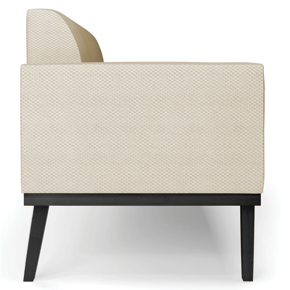 Sofá Namoradeira e 2 Poltronas Base Madeira Preto Maressa Veludo Luxo Off White - Ibiza