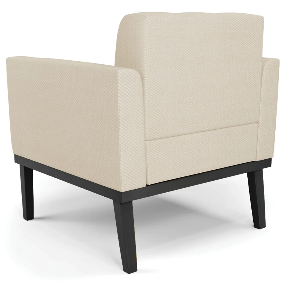 Sofá Namoradeira e 2 Poltronas Base Madeira Preto Ana Veludo Luxo Off White - Ibiza