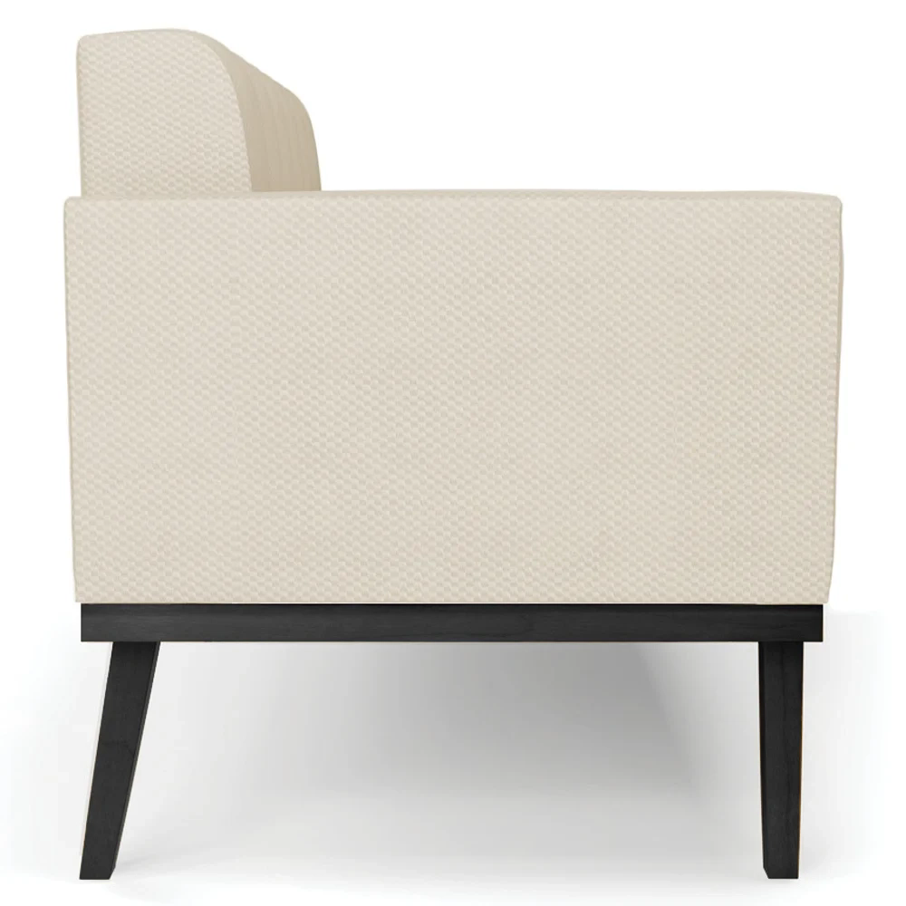 Sofá Namoradeira e 2 Poltronas Base Madeira Preto Ana Veludo Luxo Off White - Ibiza