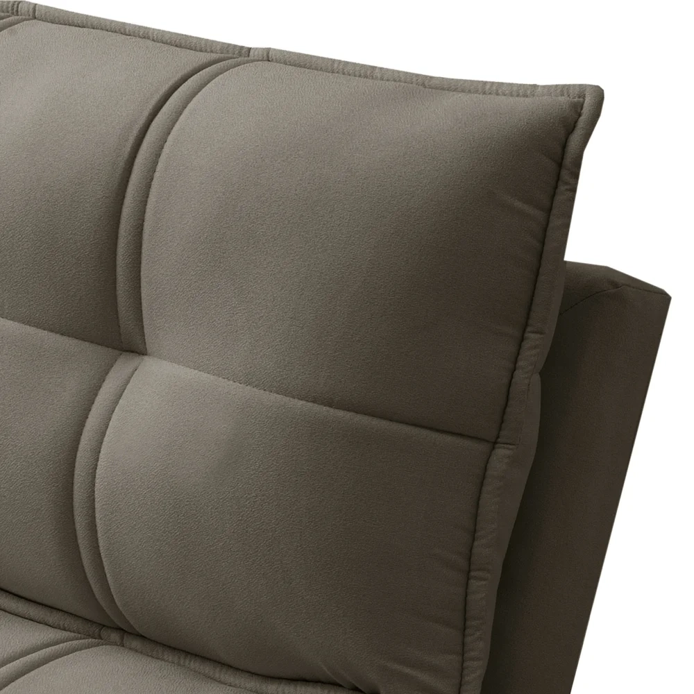 Sofá Retrátil 3 Lugares com Porta Copo 210cm Malta F05 Veludo Marrom - Mpozenato