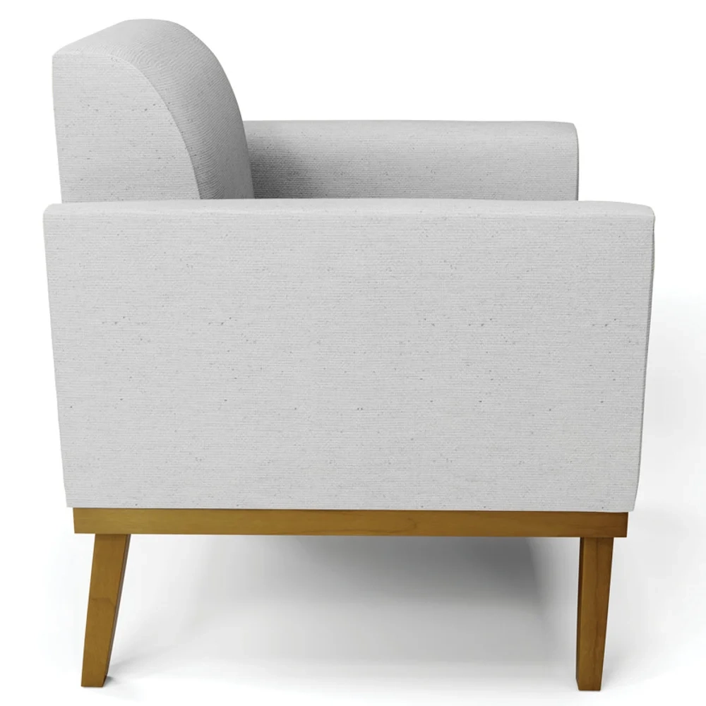 Sofá Namoradeira e 1 Poltrona Base Madeira Castanho Maressa Linho Cinza - Ibiza