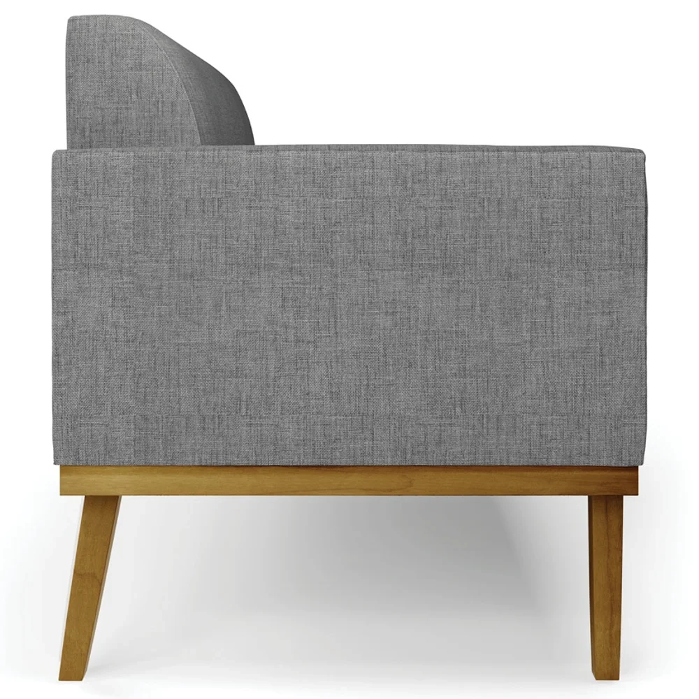 Sofá Namoradeira e 1 Poltrona Base Madeira Castanho Maressa Linho Grafite - Ibiza