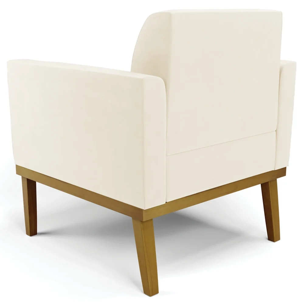 Sofá Namoradeira e 1 Poltrona Base Madeira Castanho Maressa Veludo Bege - Ibiza