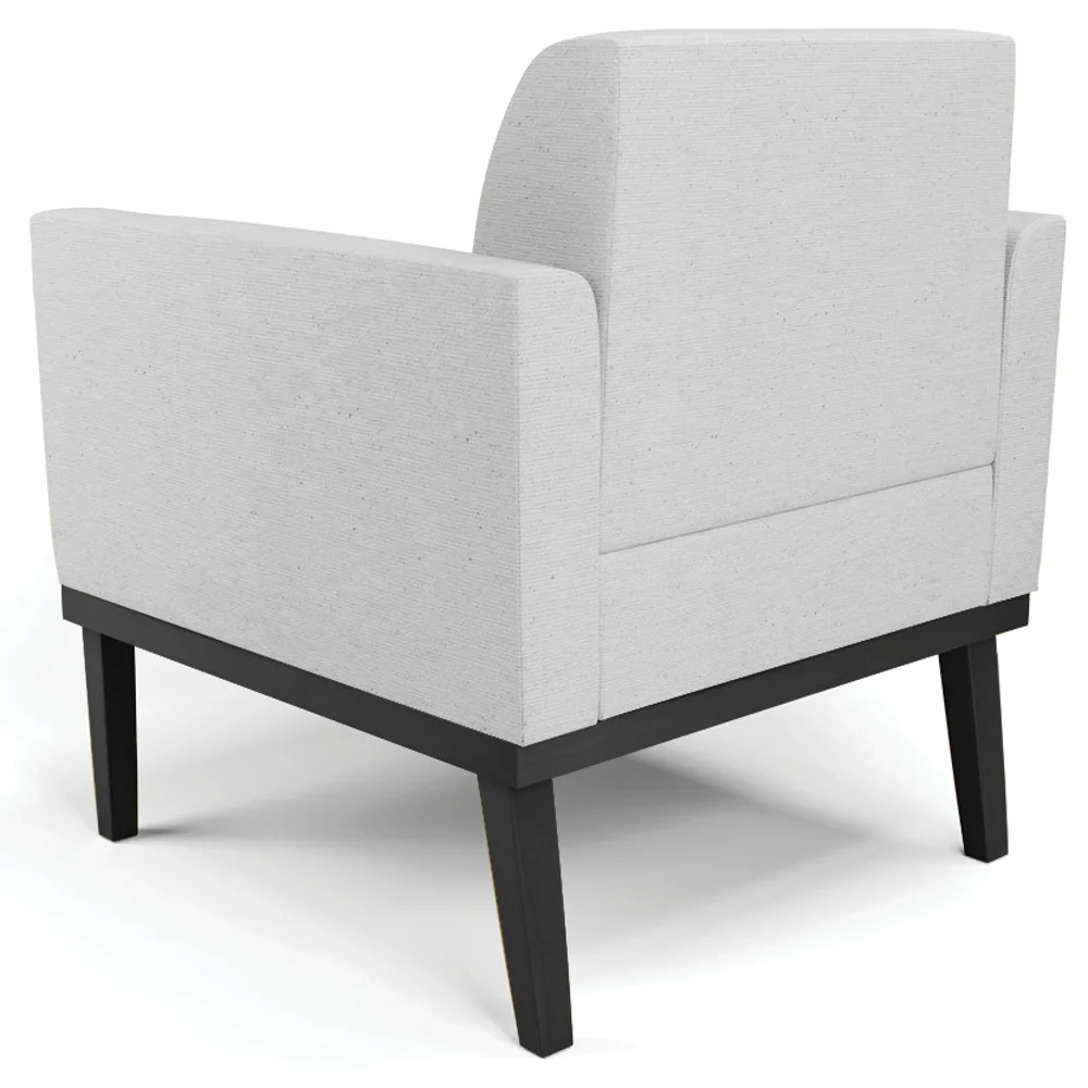 Sofá Namoradeira e 1 Poltrona Base Madeira Preto Maressa Linho Cinza - Ibiza