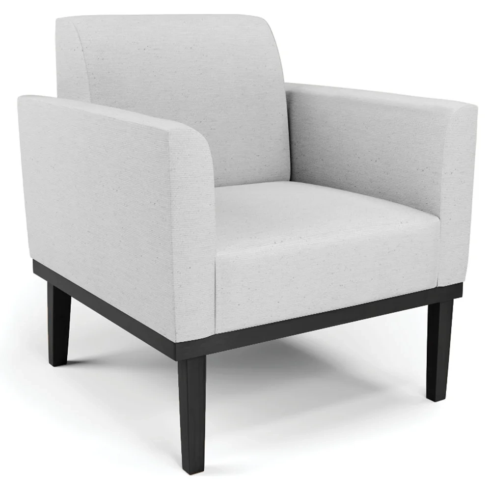 Sofá Namoradeira e 1 Poltrona Base Madeira Preto Maressa Linho Cinza - Ibiza