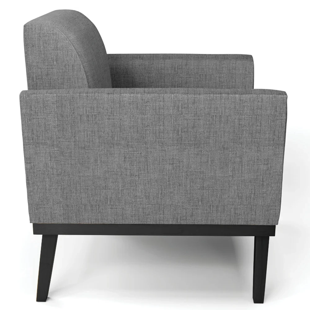 Sofá Namoradeira e 1 Poltrona Base Madeira Preto Maressa Linho Grafite - Ibiza