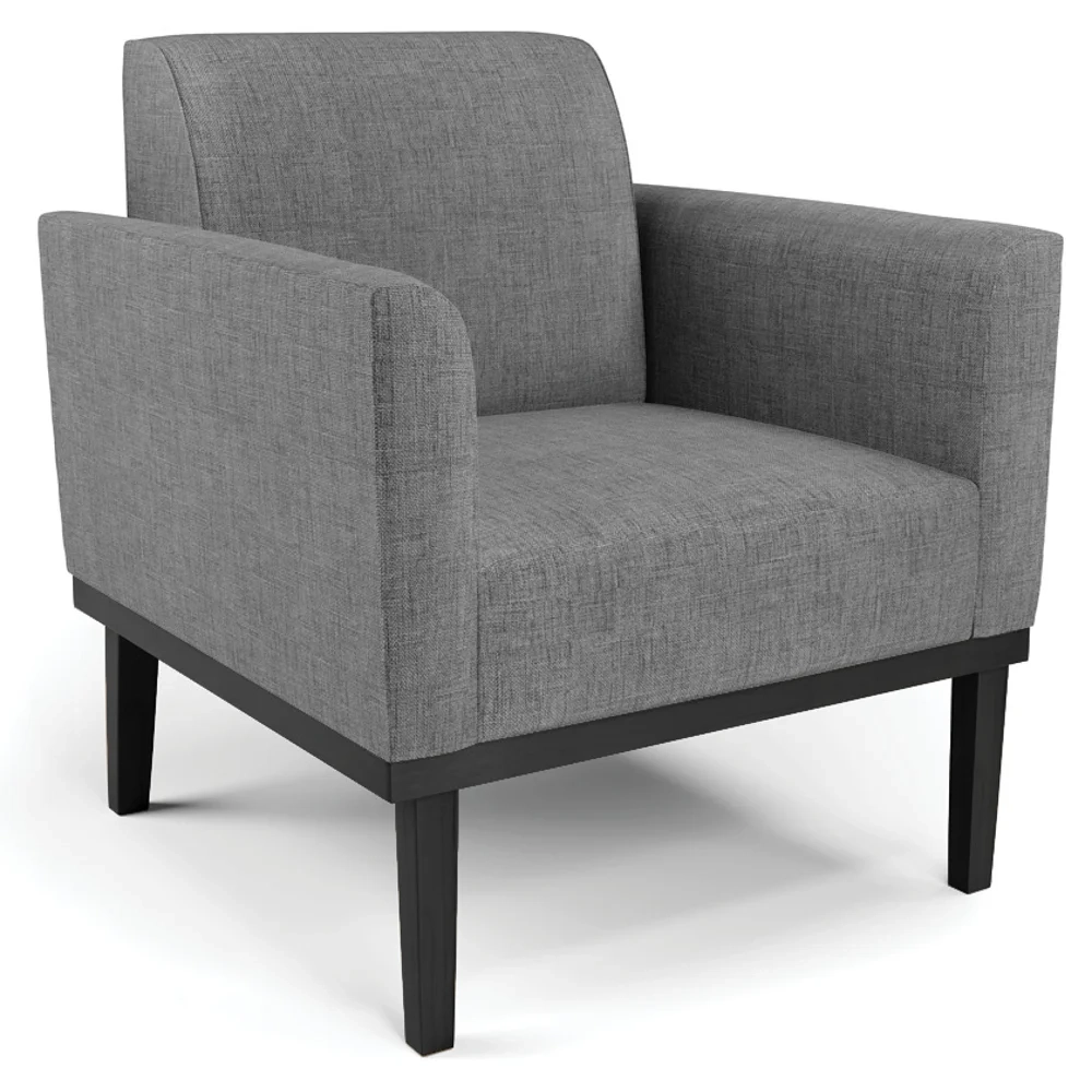 Sofá Namoradeira e 1 Poltrona Base Madeira Preto Maressa Linho Grafite - Ibiza