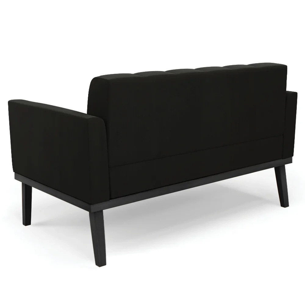 Sofá Namoradeira Base Madeira Preto Ana Suede Preto - Ibiza