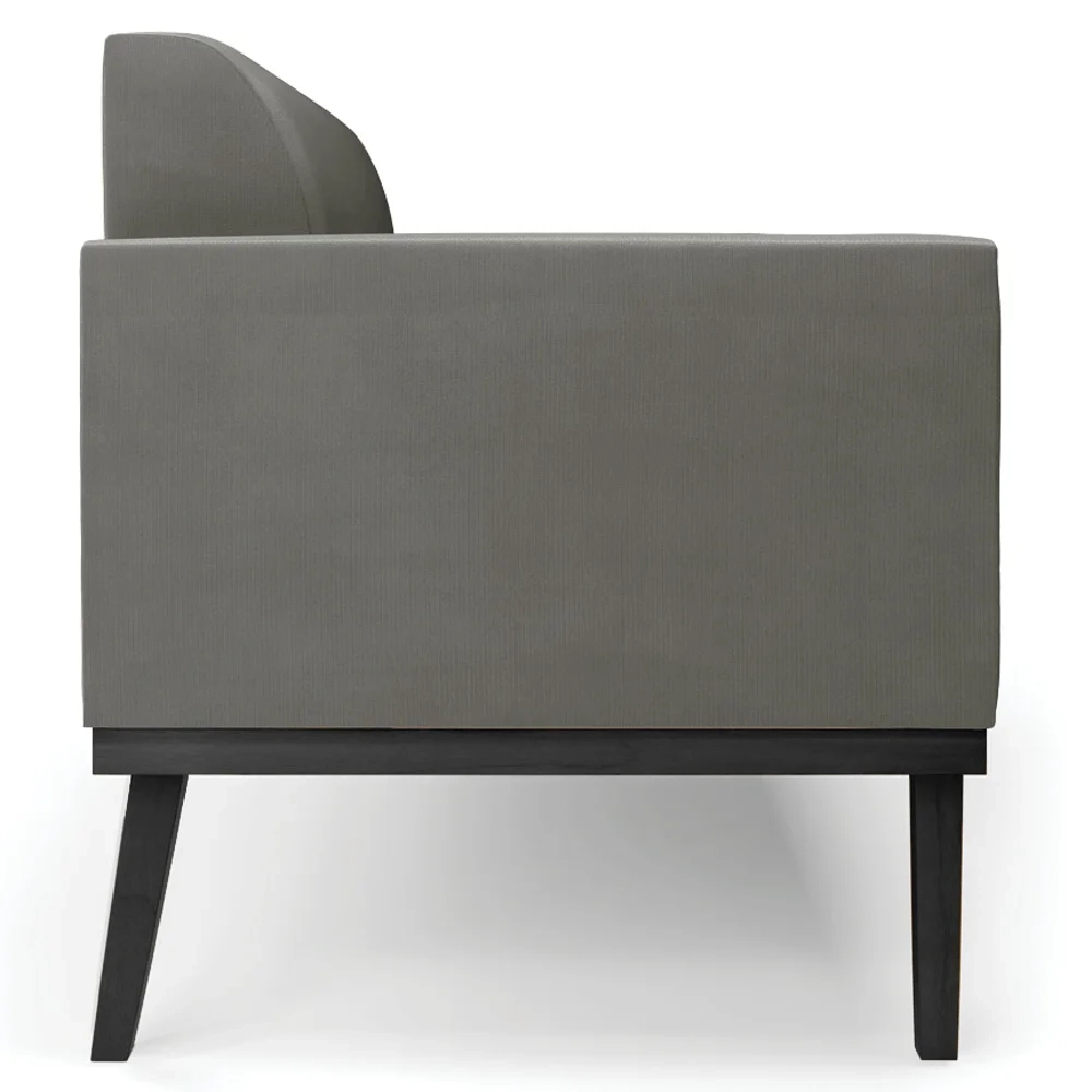 Sofá Namoradeira e 1 Poltrona Base Madeira Preto Maressa Suede Grafite - Ibiza