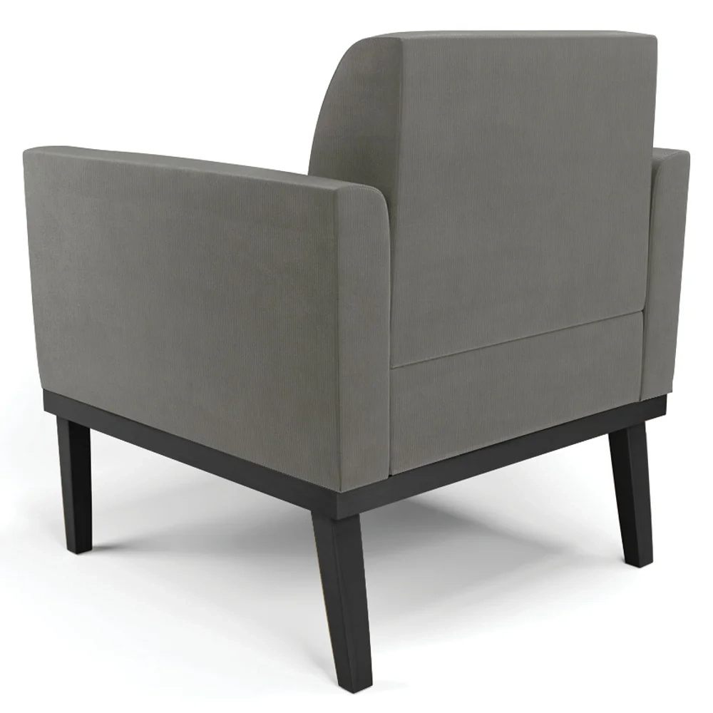 Sofá Namoradeira e 1 Poltrona Base Madeira Preto Maressa Suede Grafite - Ibiza