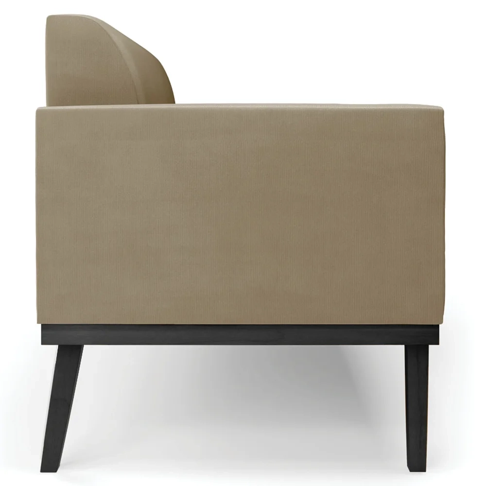 Sofá Namoradeira e 1 Poltrona Base Madeira Preto Maressa Suede Marrom RT - Ibiza